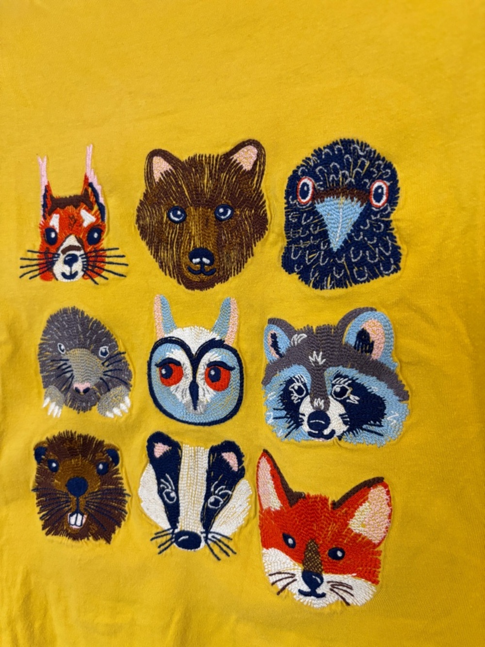 Mini Boden Kids Yellow Tee Size 10 Embroidered Woodland Forest Cottagecore Kid - Picture 4 of 13